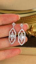 Load image into Gallery viewer, LUOWEND 18K White Gold Real Natural Diamond Drop Earrings for Women