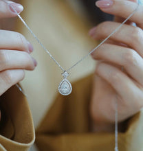 Load image into Gallery viewer, LUOWEND 18K White Gold Real Natural Diamond Pendant Necklace for Women