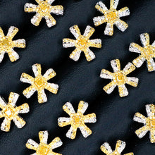Load image into Gallery viewer, LUOWEND 18K White and Yellow Gold Real Natural Yellow Diamond Stud Earrings for Women