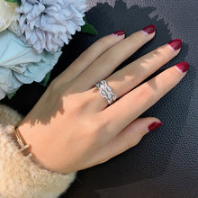 Load image into Gallery viewer, LUOWEND 18K White Gold Real Natural Diamond Ring for Women