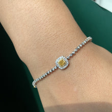 Load image into Gallery viewer, LUOWEND 18K White Gold Real Natural Yellow Diamond Bracelet for Women