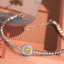 Load image into Gallery viewer, LUOWEND 18K White Gold Real Natural Yellow Diamond Bracelet for Women