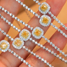 Load image into Gallery viewer, LUOWEND 18K White Gold Real Natural Yellow Diamond Bracelet for Women