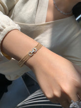 Load image into Gallery viewer, LUOWEND 18K Yellow Gold Real Natural Diamond Bracelet for Women