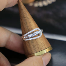 Load image into Gallery viewer, LUOWEND 18K White Gold Real Natural Diamond Ring for Women