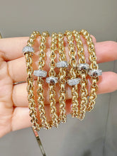 Load image into Gallery viewer, LUOWEND 18K Yellow Gold Real Natural Diamond Bangle for Women