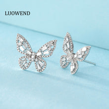 Load image into Gallery viewer, LUOWEND 18K White Gold Real Natural Diamond Stud Earrings for Women