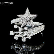 Load image into Gallery viewer, LUOWEND 18K White Gold Real Natural Diamond Ring for Women
