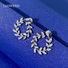 Load image into Gallery viewer, LUOWEND 18K White Gold Real Natural Diamond Stud Earrings for Women