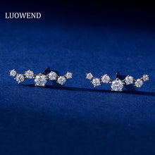 Load image into Gallery viewer, LUOWEND 18K White or Rose Gold Real Natural Diamond Stud Earrings for Women
