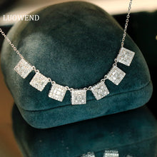 Load image into Gallery viewer, LUOWEND 18K White/Yellow Gold Natural Diamond Necklace for Women