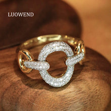 Load image into Gallery viewer, LUOWEND 18K Yellow Gold Fine Jewelry Real Natural Diamond Ring for Women