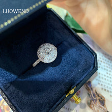 Load image into Gallery viewer, LUOWEND 18K White Gold Real Natural Diamond Ring for Women