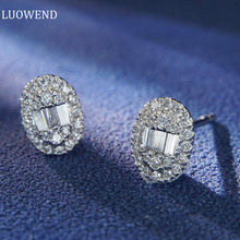 Load image into Gallery viewer, LUOWEND 18K White Gold Real Natural Diamond Stud Earrings for Women