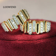 Load image into Gallery viewer, LUOWEND 18K Yellow Gold Real Natural Diamond Ring for Women
