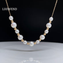 Load image into Gallery viewer, LUOWEND 18K Yellow Gold Real Natural Pearl Necklace for Women