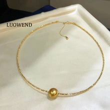 Load image into Gallery viewer, LUOWEND 18k Yellow Gold Real Natural Gold Pearl Necklace for Women