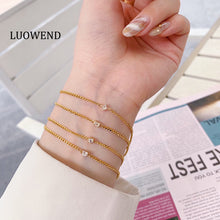 Load image into Gallery viewer, LUOWEND 18K Yellow Gold Real Natural Diamond Bracelet for Women