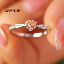 Load image into Gallery viewer, LUOWEND 18K White Gold Natural Pink Diamond Ring for Women