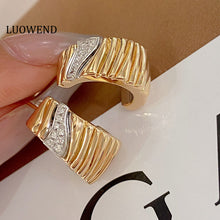 Load image into Gallery viewer, LUOWEND 18K White and Yellow Gold Drop Earrings for Women