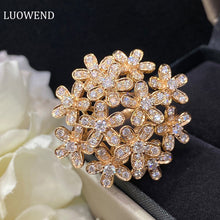 Load image into Gallery viewer, LUOWEND 18K Rose Gold Real Natural Diamond Ring for Women
