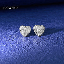 Load image into Gallery viewer, LUOWEND 18K White Gold Real Natural Diamond Stud Earrings for Women