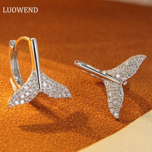 Load image into Gallery viewer, LUOWEND 18K White Gold Real Natural Diamond Hoop Earrings for Women