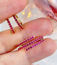 Load image into Gallery viewer, LUOWEND 18K White/Yellow/Rose Gold Fine Jewelry Real Natural Ruby Earrings for Women