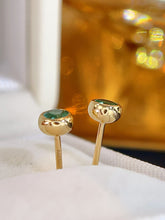 Load image into Gallery viewer, LUOWEND 18K Yellow Gold Fine Jewelry Real Natural Emerald Earrings for Women