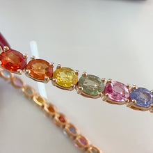 Load image into Gallery viewer, LUOWEND 18K Yellow Gold Natural Color Sapphire Bracelet for Women