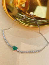 Load image into Gallery viewer, LUOWEND 18K White Gold Fine Jewelry Natural Emerald Bracelet for Women