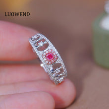 Load image into Gallery viewer, LUOWEND 18K White Gold Real Natural Pink Diamond Ring for Women
