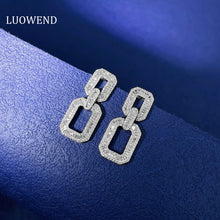 Load image into Gallery viewer, LUOWEND 18K White Gold Real Natural Diamond Drop Earrings for Women