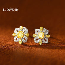 Load image into Gallery viewer, LUOWEND 18K White Gold Real Natural Diamond Earrings for Women