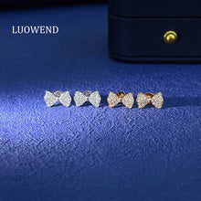 Load image into Gallery viewer, LUOWEND 18K White or Rose Gold Real Natural Diamond Stud Earrings for Women
