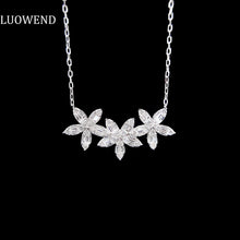 Load image into Gallery viewer, LUOWEND 18K White Gold Real Natural Diamond Pendant Necklace for Women