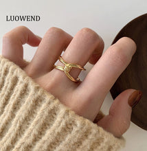 Load image into Gallery viewer, LUOWEND 18K Yellow Gold Ring for Women