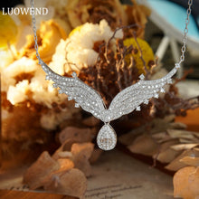 Load image into Gallery viewer, LUOWEND 18K White Gold Real Natural Diamond Pendant Necklace for Women