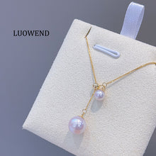 Load image into Gallery viewer, LUOWEND 18K Yellow Gold Natural Pearl Necklace for Women
