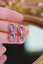 Load image into Gallery viewer, LUOWEND 18K White Gold Natural Diamond Earrings for Women