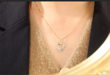 Load image into Gallery viewer, LUOWEND 18K White or Yellow Gold Real Natural Diamond Pendant Necklace for Women