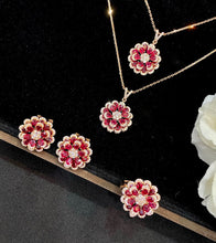 Load image into Gallery viewer, LUOWEND 18K Rose Gold Real Natural Ruby Gemstone Earrings for Women