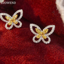 Load image into Gallery viewer, LUOWEND 18K White Gold Real Natural Diamond Stud Earrings for Women