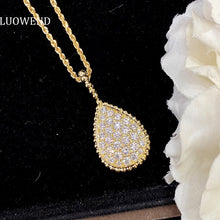 Load image into Gallery viewer, LUOWEND 18K Yellow Gold Real Natural Diamond Pendant Necklace for Women