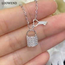Load image into Gallery viewer, LUOWEND 18K White Gold Real Natural Diamond Pendant Necklace for Women