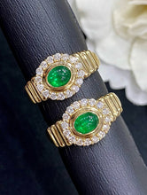 Load image into Gallery viewer, LUOWEND 18K Yellow Gold Real Natural Emerald Gemstone Ring for Women