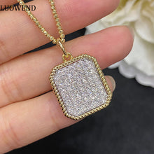 Load image into Gallery viewer, LUOWEND 18K White and Yellow Gold Real Natural Diamond Pendant Necklace for Women
