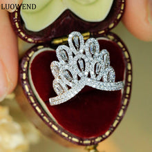 Load image into Gallery viewer, LUOWEND 18K White Gold Real Natural Diamond Ring for Women