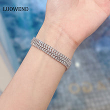 Load image into Gallery viewer, LUOWEND 18K White Gold Real Natural Diamond Bracelet for Women