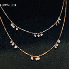 Load image into Gallery viewer, LUOWEND 18K White or Rose Gold Real Natural Diamond Necklace for Women